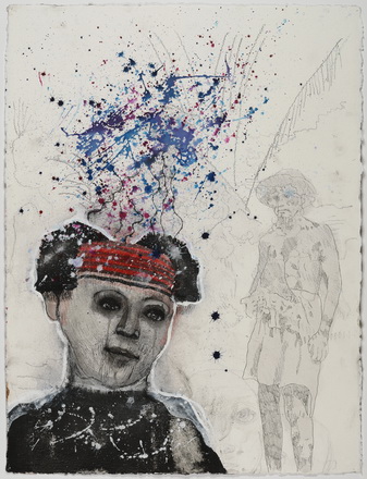 Egbarta De tijd draait in rondjes,  2010, inkt, pastel, potlood op papier,60x50 cm