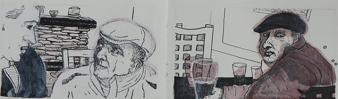 Egbarta Series of drawings about pubs and horses, Ireland