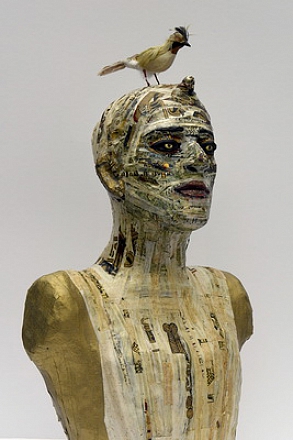 Egbarta MENE, 2021, sculpture 1, polystyrene, papyrus, acrylic, object 