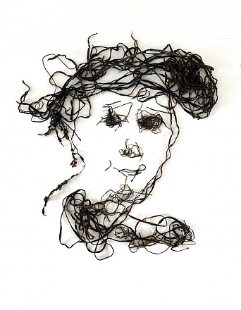 Egbarta Portret naar Rembrandt, 2022, gemaakt van zeewier, print 