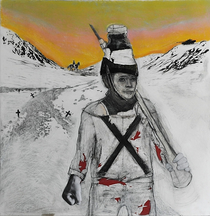 Egbarta De onbekende soldaat, 2015, houtskool pastel, foto op papier, 140x135 cm